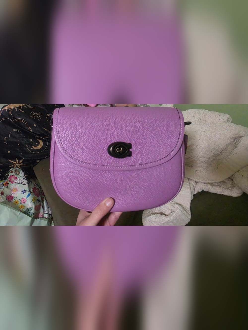 Lavender Coach Willow Pebbled Leather Crossbody Bag - Picture 2 of 8
